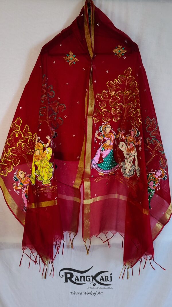 "NRITYA VATIKA" Hand Painted Dupatta - Image 2