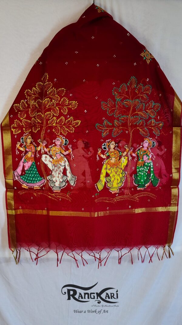"NRITYA VATIKA" Hand Painted Dupatta - Image 3