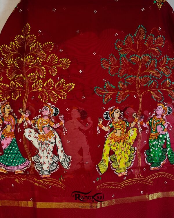 "NRITYA VATIKA" Hand Painted Dupatta - Image 5