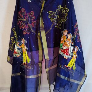 "NEEL DOLI LEELA" Hand Painted Dupatta