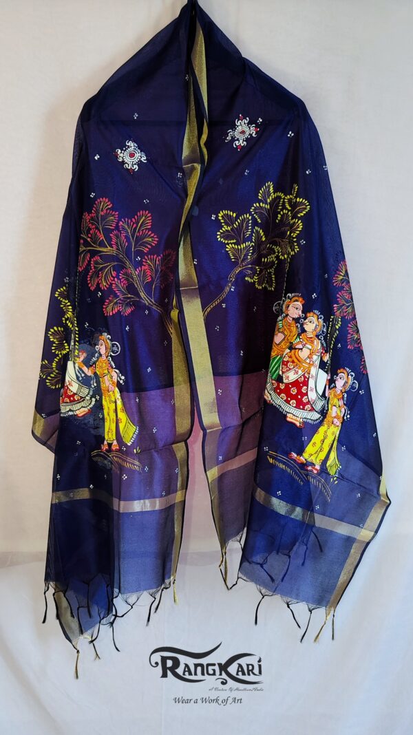 "NEEL DOLI LEELA" Hand Painted Dupatta