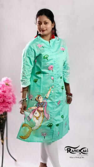 NEEL KANYA Hand Painted Patachitra Kurti - Mermaid Design