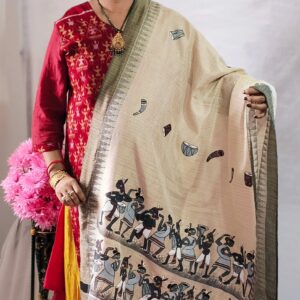 "TRIBALIKA" 
Hand-Painted Pingala Art Dupatta