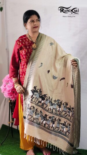 TRIBALIKA Hand-Painted Pingala Art Dupatta