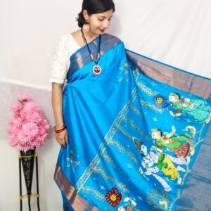 "CHITRANGINI"
Hand-Painted Pattachitra Krishna Leela Saree