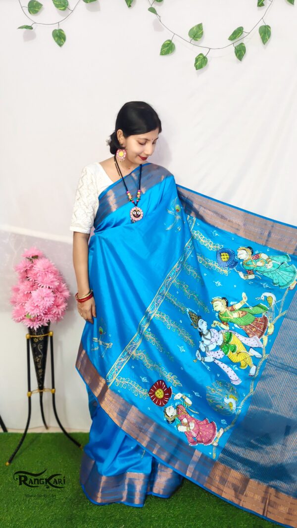 "CHITRANGINI"
Hand-Painted Pattachitra Krishna Leela Saree