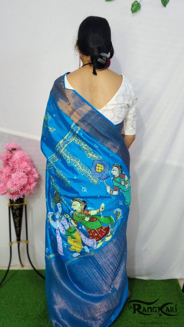 "CHITRANGINI"
Hand-Painted Pattachitra Krishna Leela Saree - Image 6
