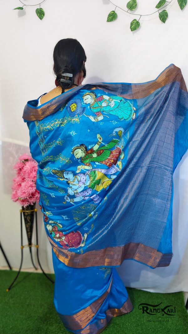 "CHITRANGINI"
Hand-Painted Pattachitra Krishna Leela Saree - Image 4