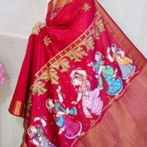 "RAAS RANGINI"Hand-Painted Pattachitra Nartaki theme Saree