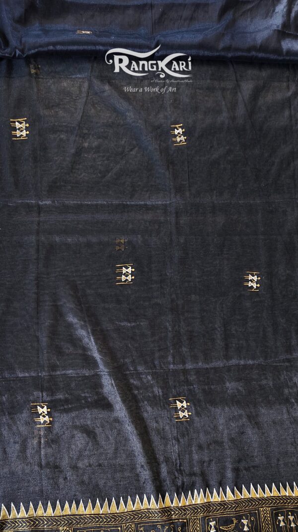 "JEEVAN REKHA" Hand Painted Saura Tissue Cotton Saree - Image 8