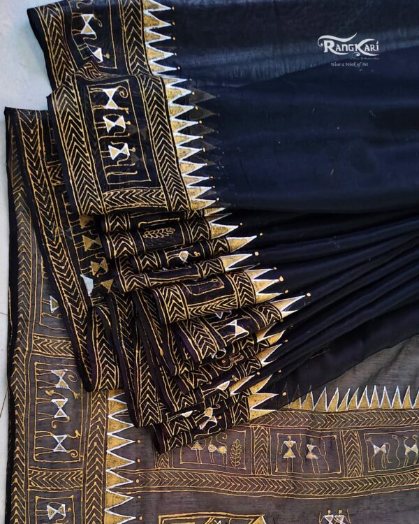 "JEEVAN REKHA" Hand Painted Saura Tissue Cotton Saree - Image 9