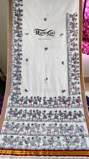 PINGALA NRITYA Hand Painted Kasavu Cotton Saree