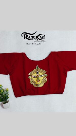 DEVI DRISHTI Hand Painted Blouse - Durga Face Design