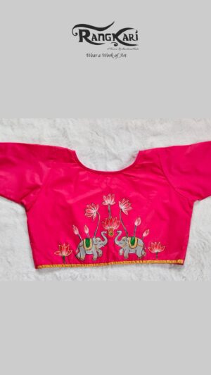 GAJA LAKSHMI Hand Painted Blouse - Elephant Design