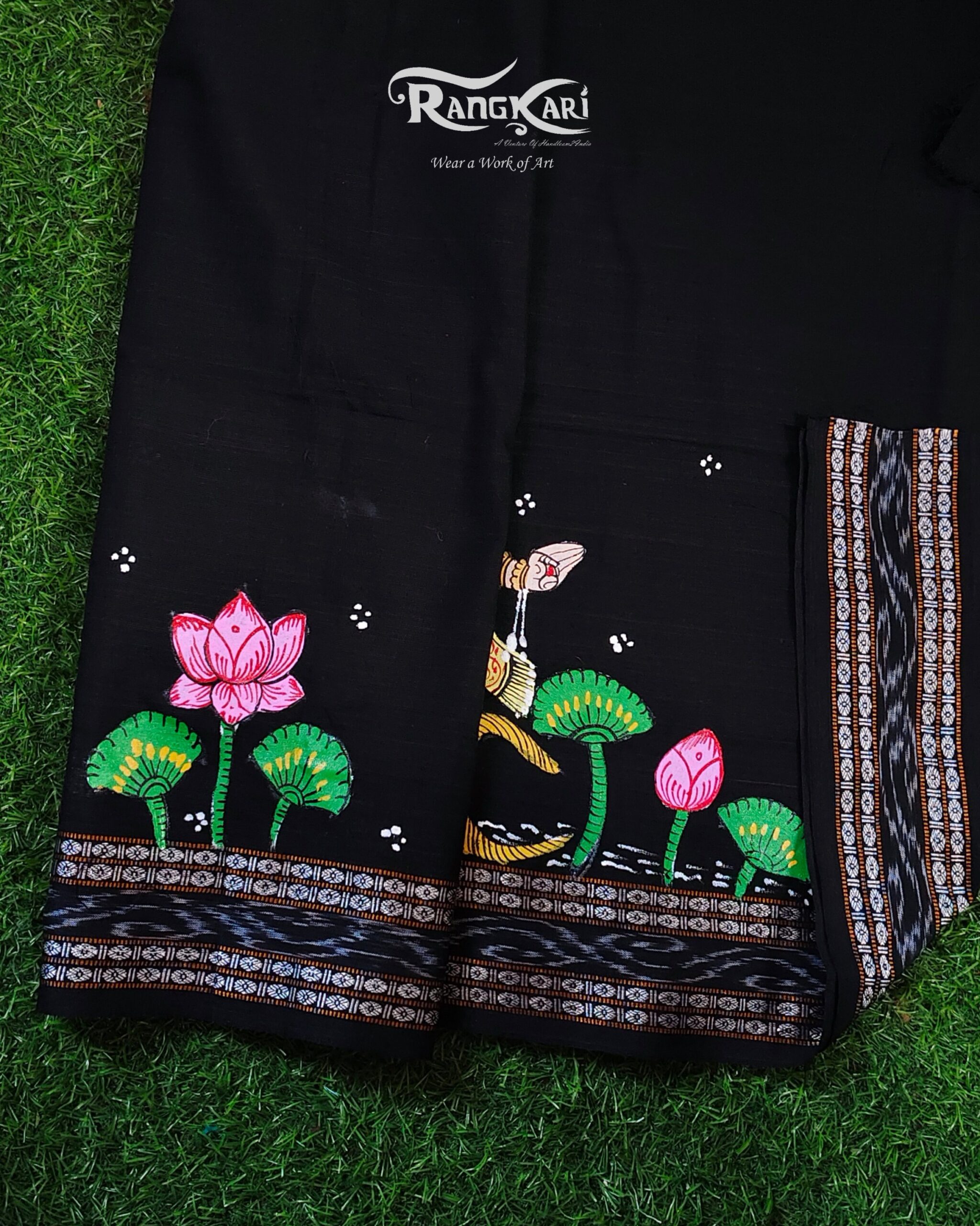 "SAMUDRA SUNDARI" Hand Painted Blouse Piece - Image 3