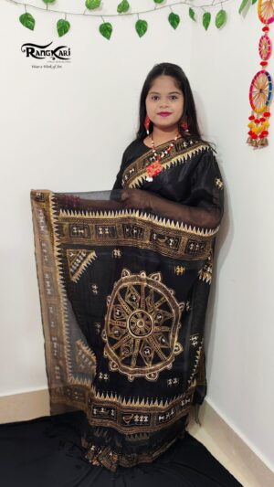 SAURA CHAKRA Hand Painted Tissue Saree