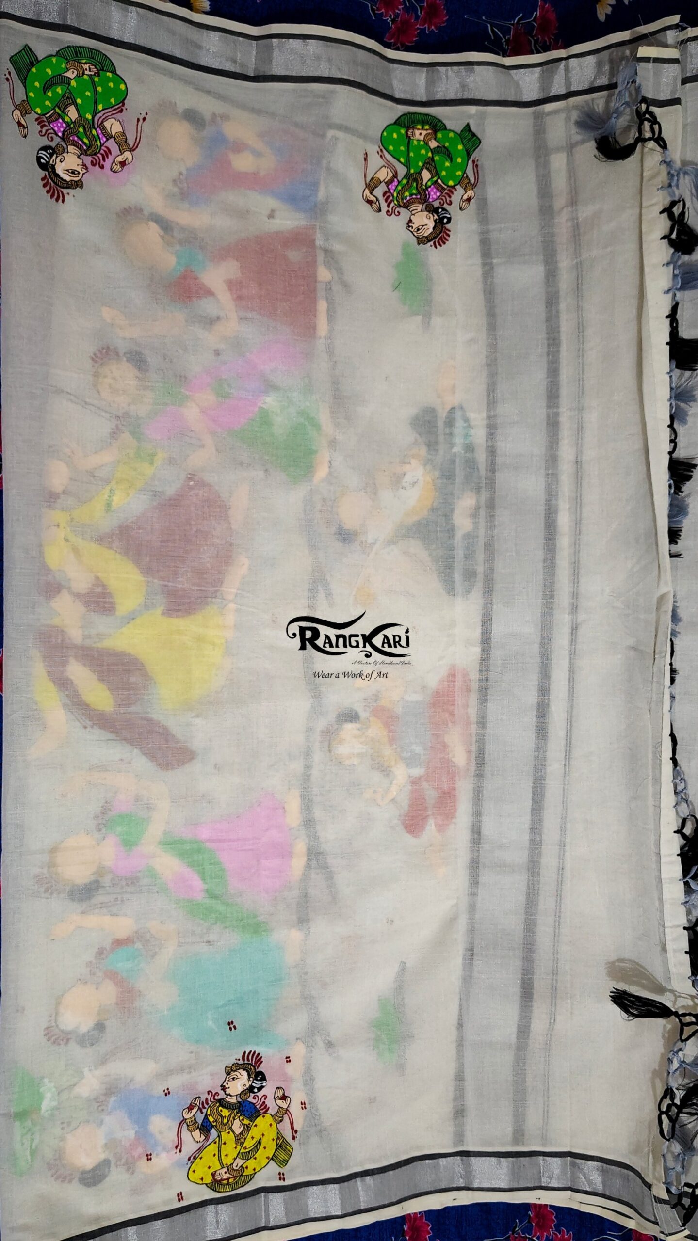 "JHULAN RAAS" Kerala Kasavu Cotton Saree - Image 6