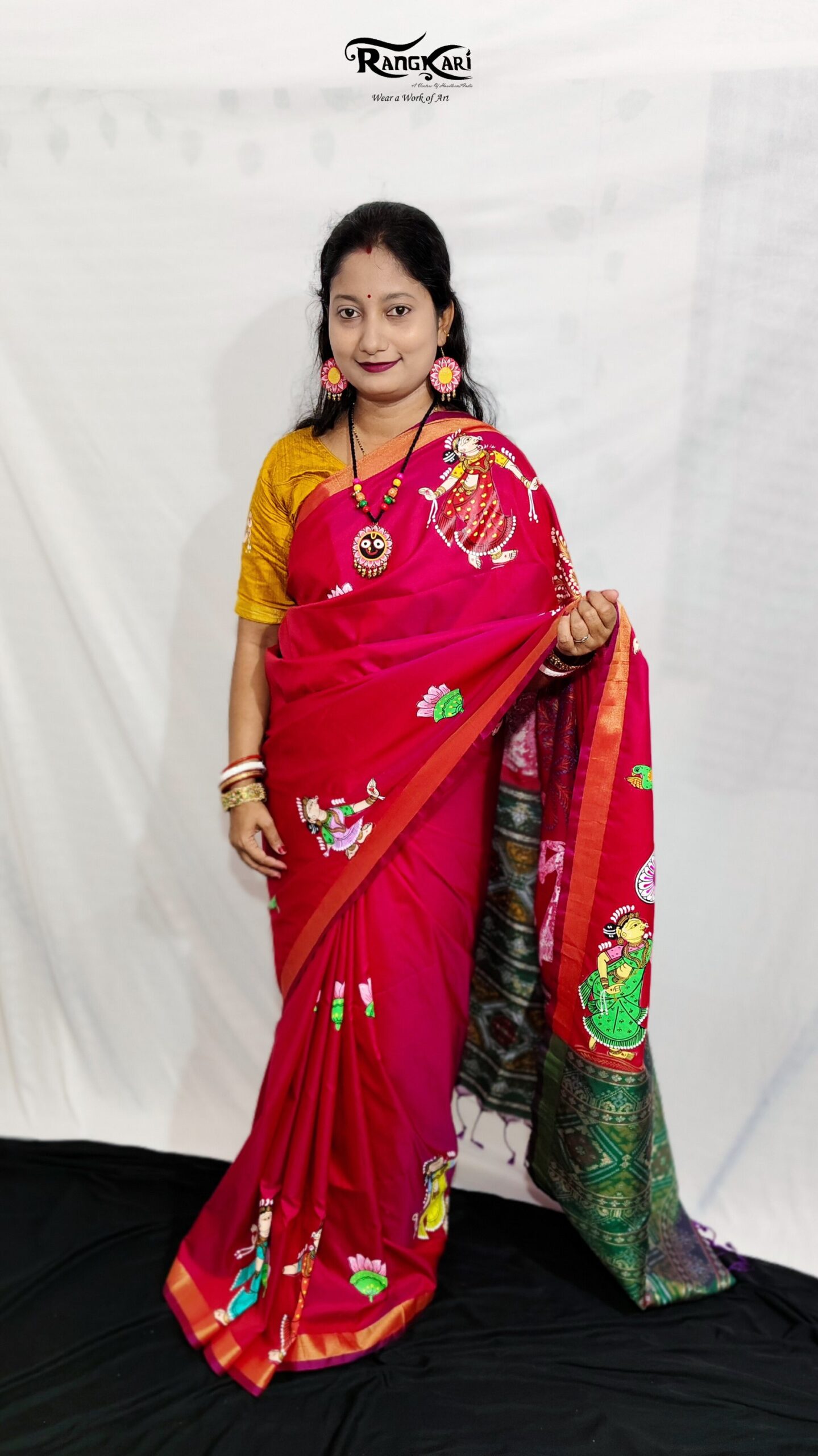 "RANG REKHA"
Hand-Painted Pattachitra Saree - Image 2