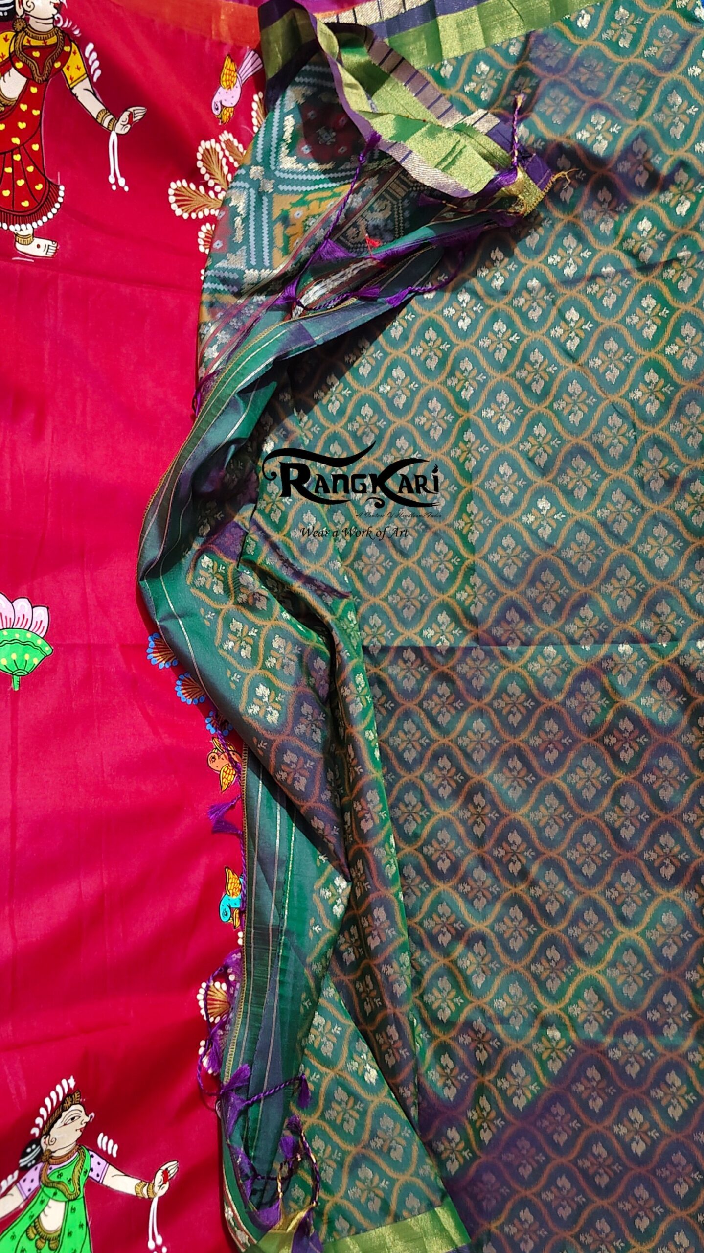 "RANG REKHA"
Hand-Painted Pattachitra Saree - Image 5