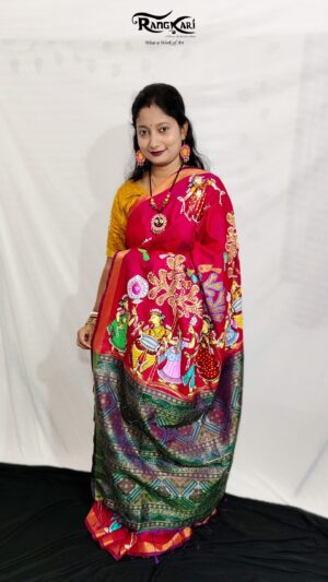 RANG REKHA Hand-Painted Pattachitra Saree