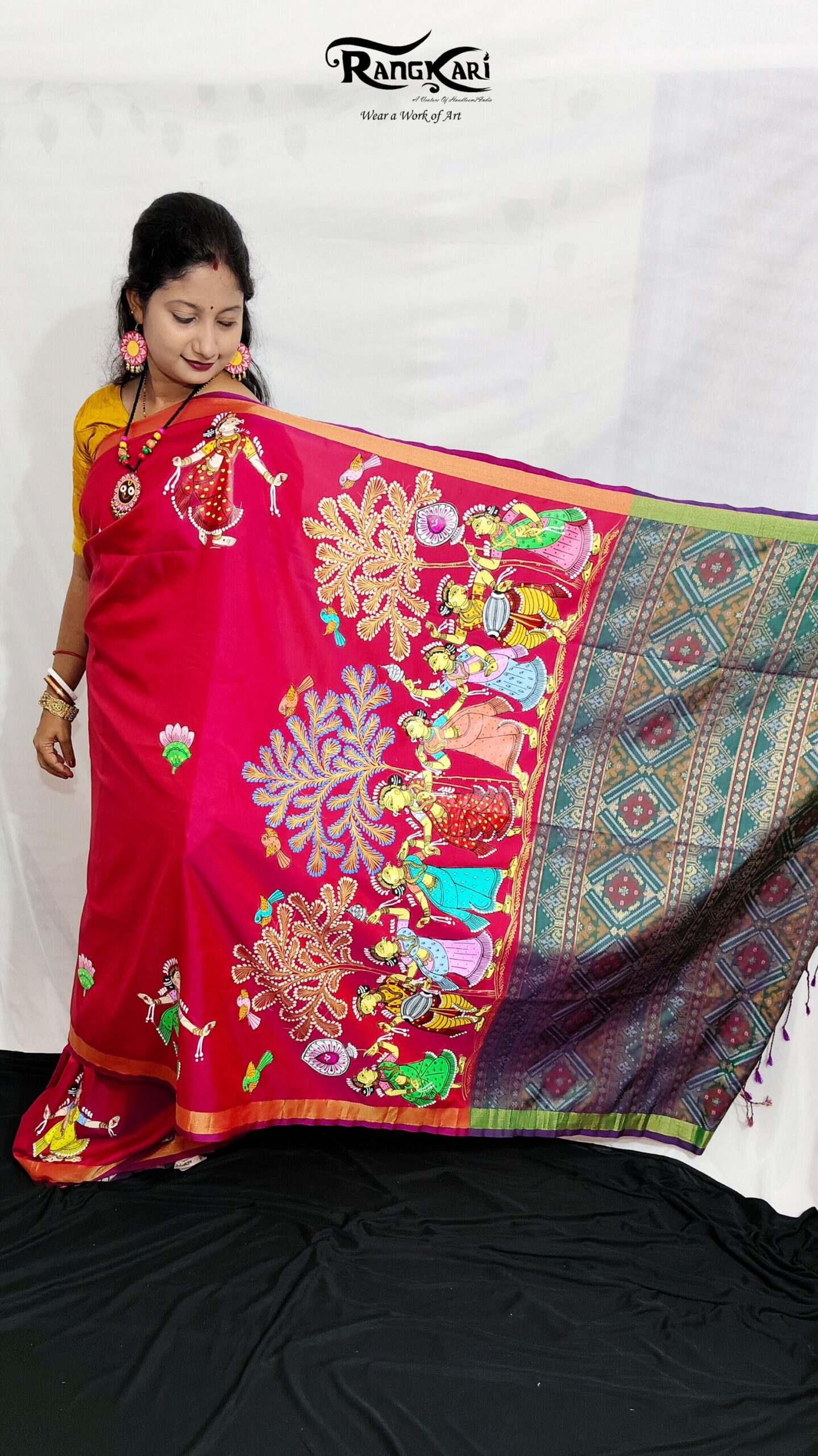 "RANG REKHA"
Hand-Painted Pattachitra Saree - Image 3