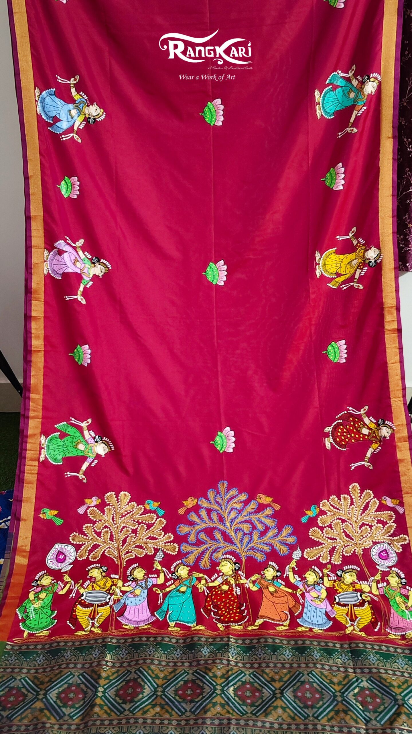"RANG REKHA"
Hand-Painted Pattachitra Saree - Image 4