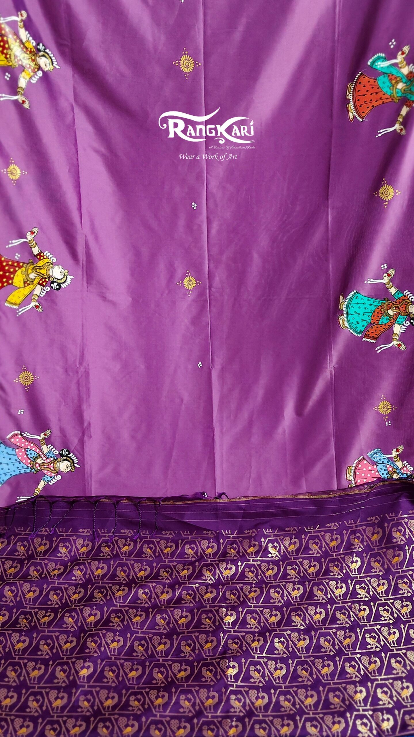 "DOLI BARAT" Fusion of
Hand-Painted Pattachitra & Paithani Saree - Image 6