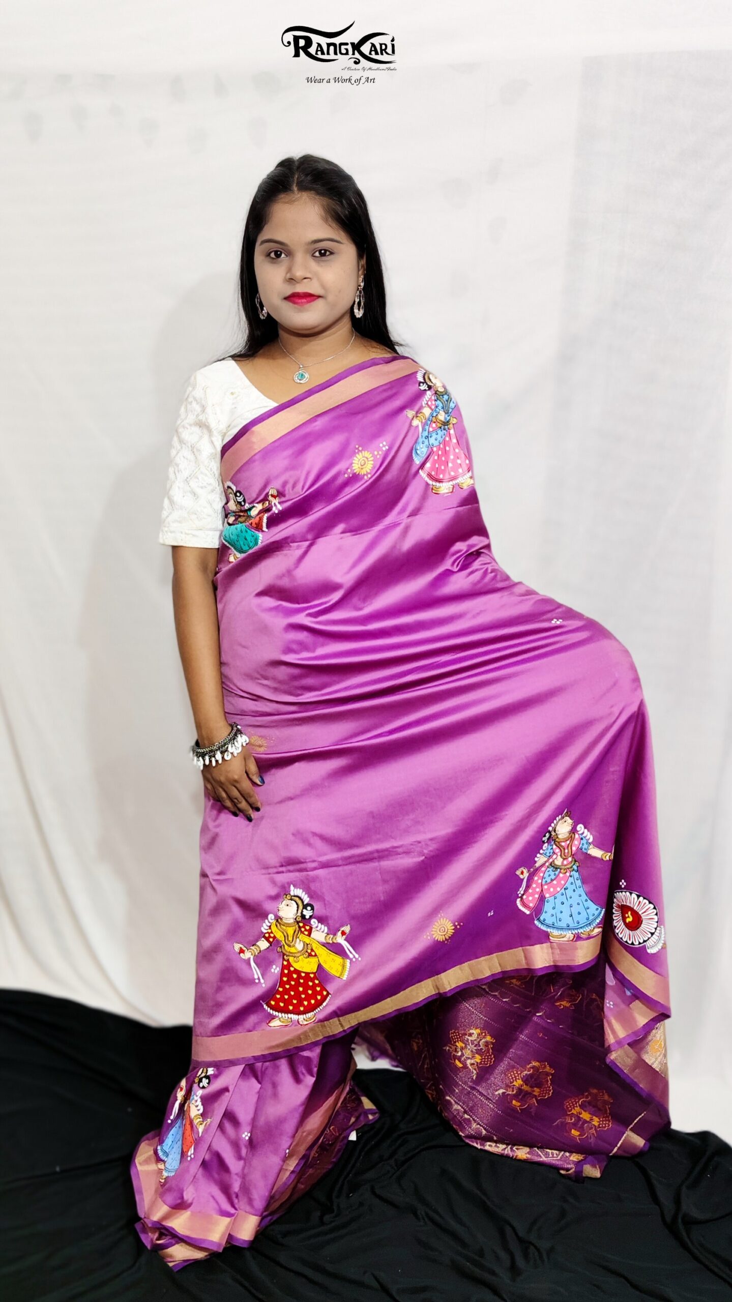 "DOLI BARAT" Fusion of
Hand-Painted Pattachitra & Paithani Saree - Image 2