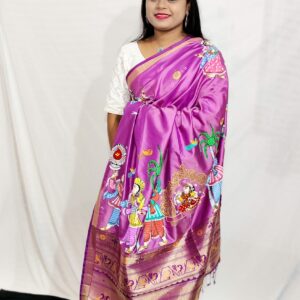 "DOLI BARAT" Fusion of
Hand-Painted Pattachitra & Paithani Saree