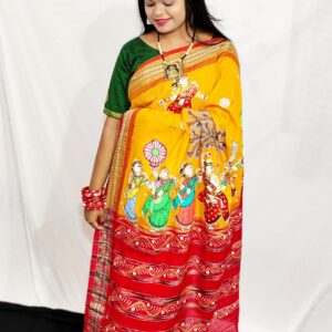 "RAAS RASIKA"
 Hand-Painted Pure Sambalpuri Cotton Saree