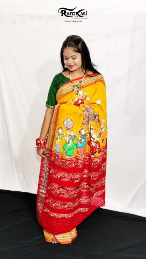 RAAS RASIKA Hand-Painted Pure Sambalpuri Cotton Saree - Nartaki Design
