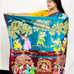 "PALKI BIDAI" Hand-Painted Pattachitra Saree