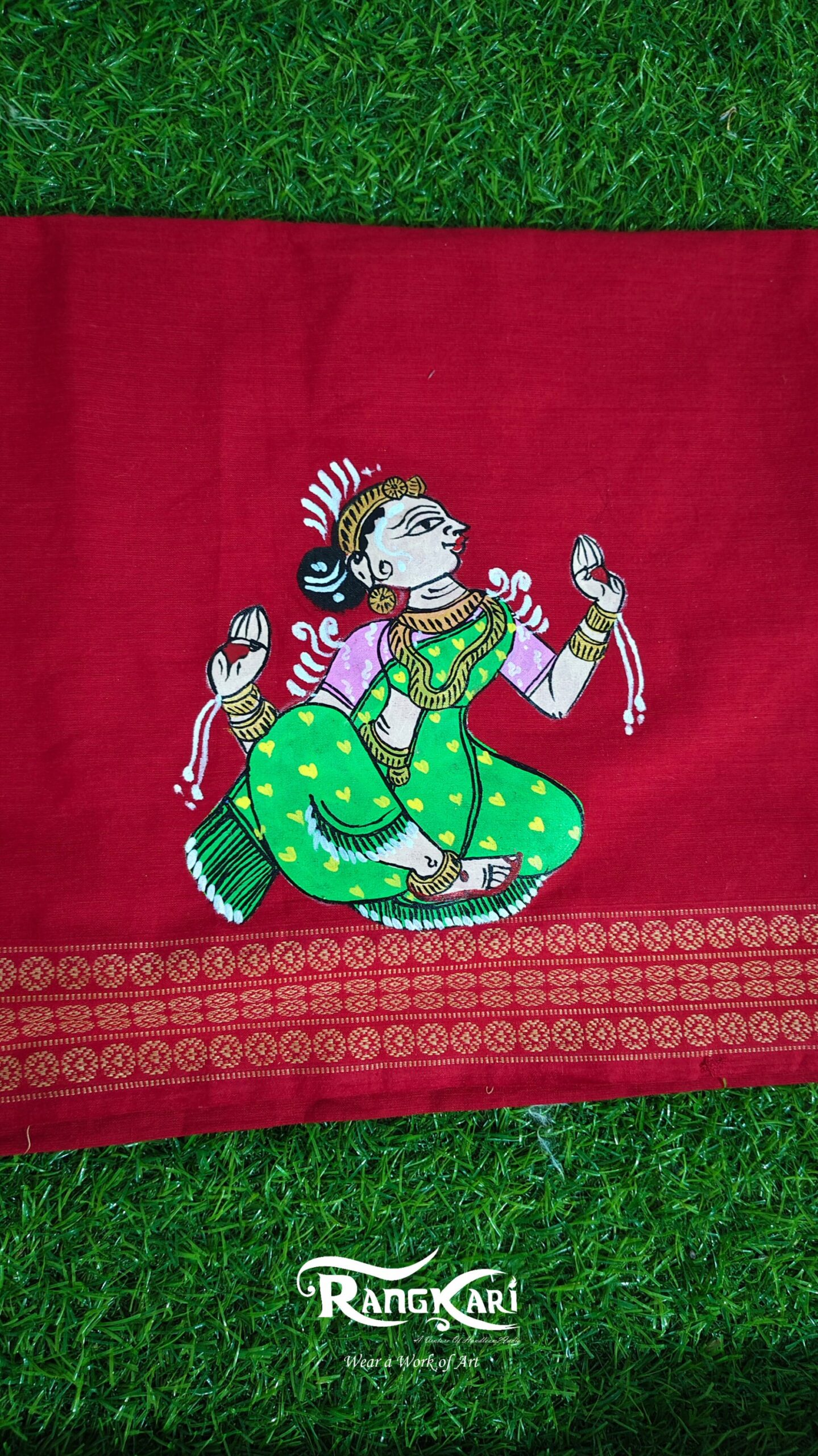 "NUPUR NARTAKI" Hand Painted Sambalpuri Blouse Piece