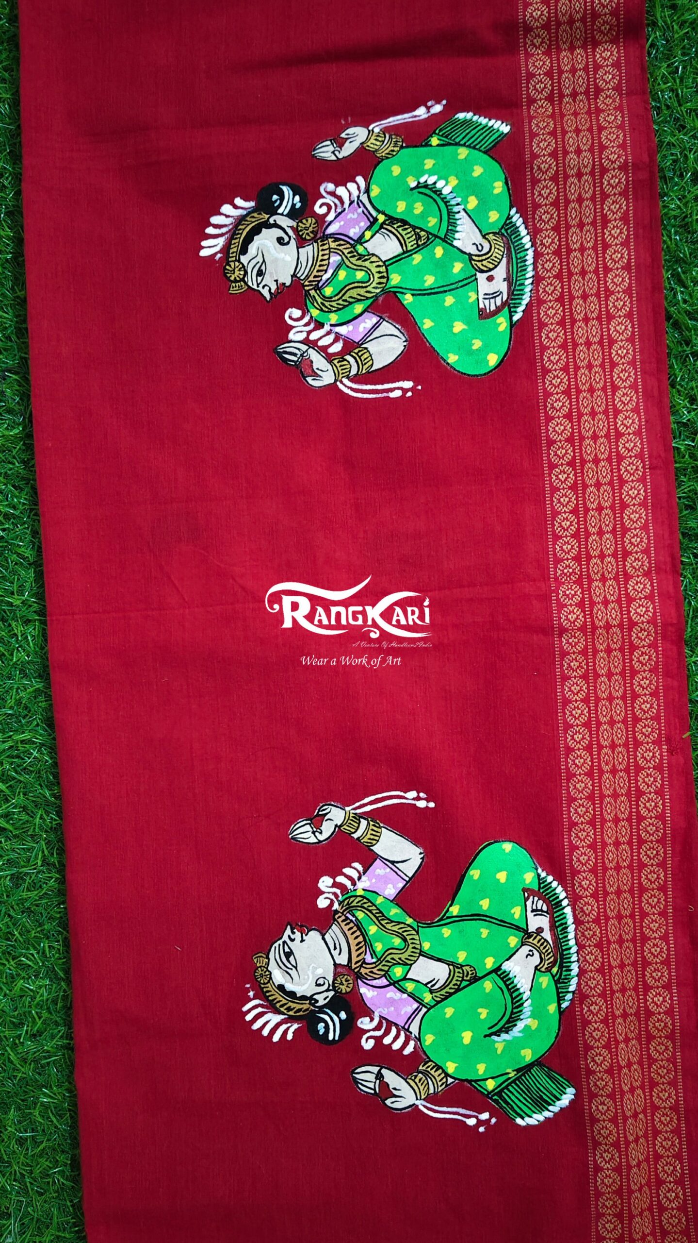 "NUPUR NARTAKI" Hand Painted Sambalpuri Blouse Piece - Image 3