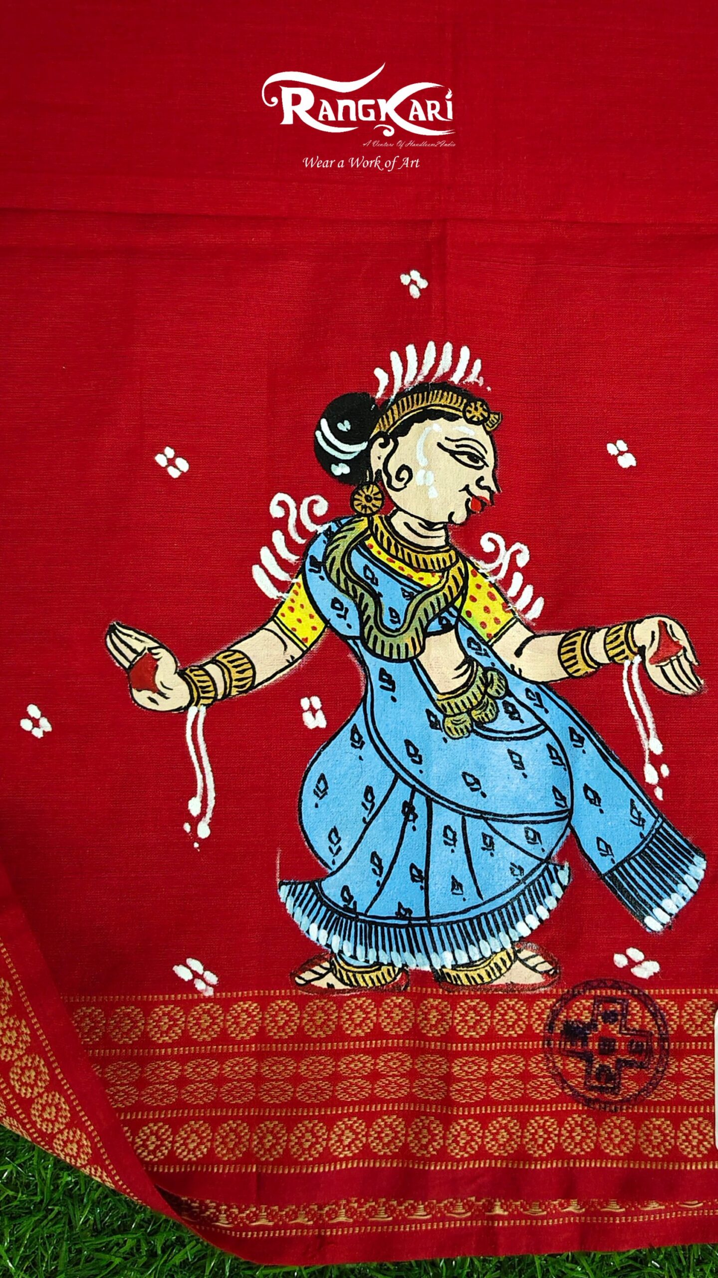 "NUPUR NARTAKI" Hand Painted Sambalpuri Blouse Piece - Image 2