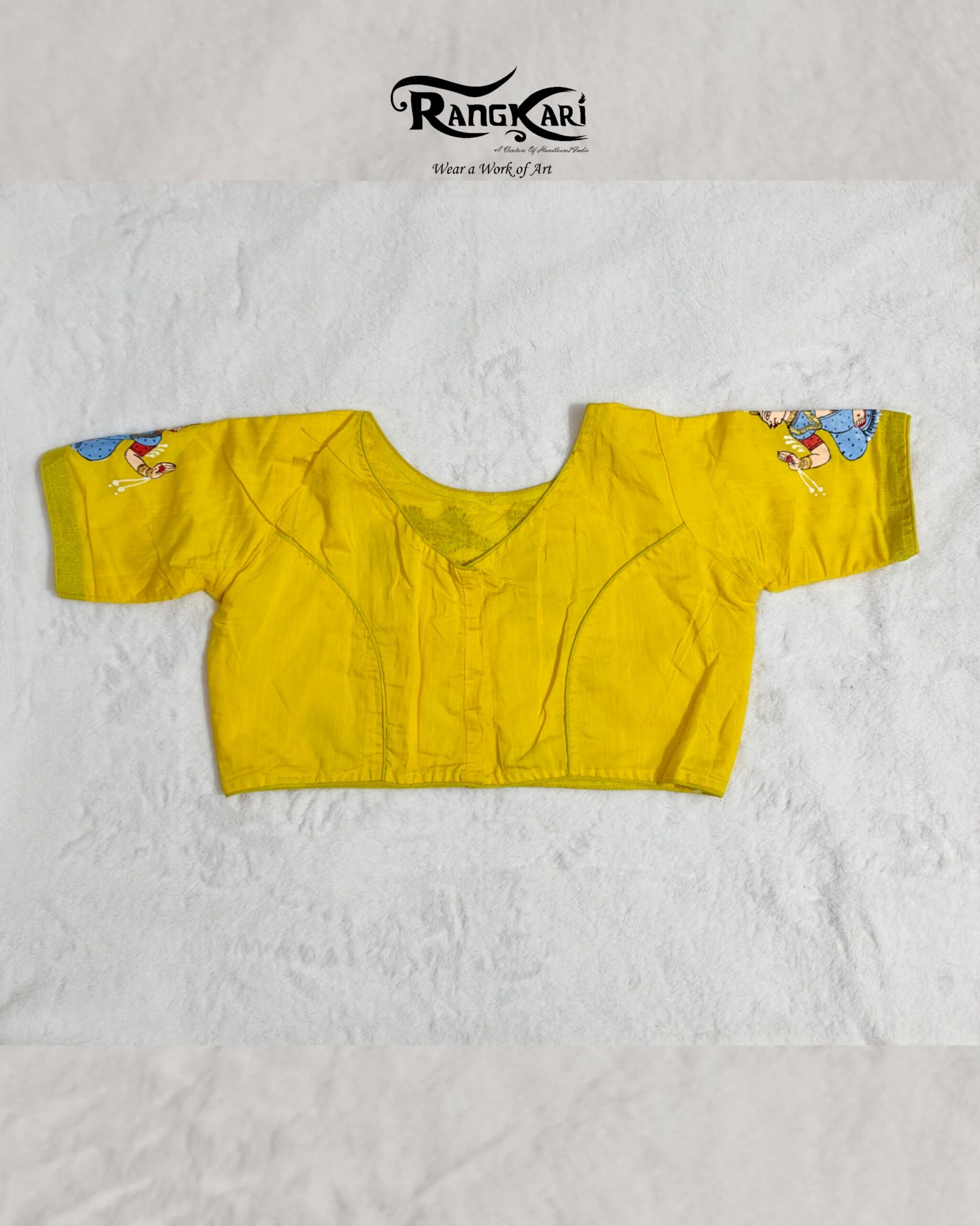 "MAYURA NRITYA" Hand Painted Pattachitra Blouse - Image 8