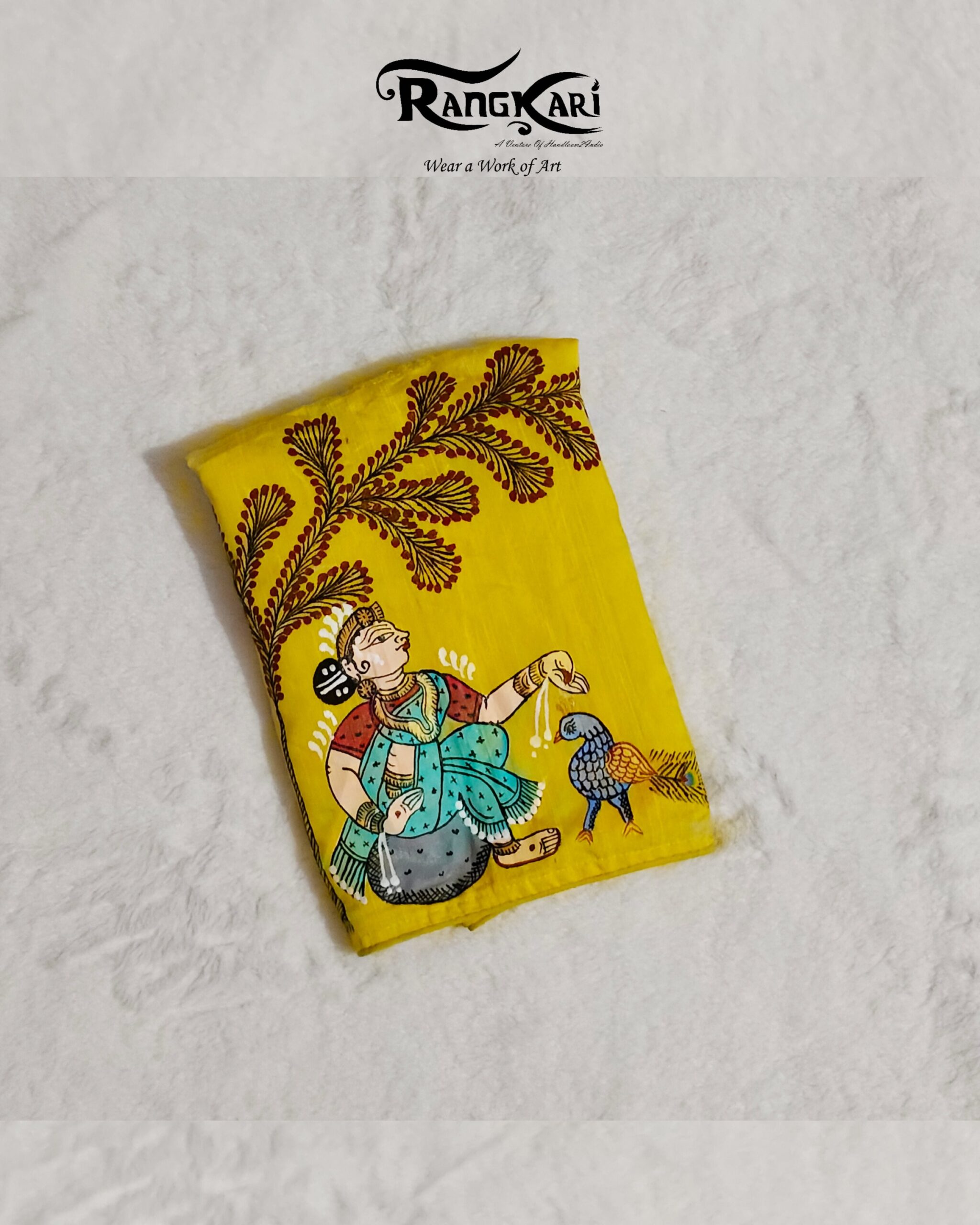 "MAYURA NRITYA" Hand Painted Pattachitra Blouse - Image 7