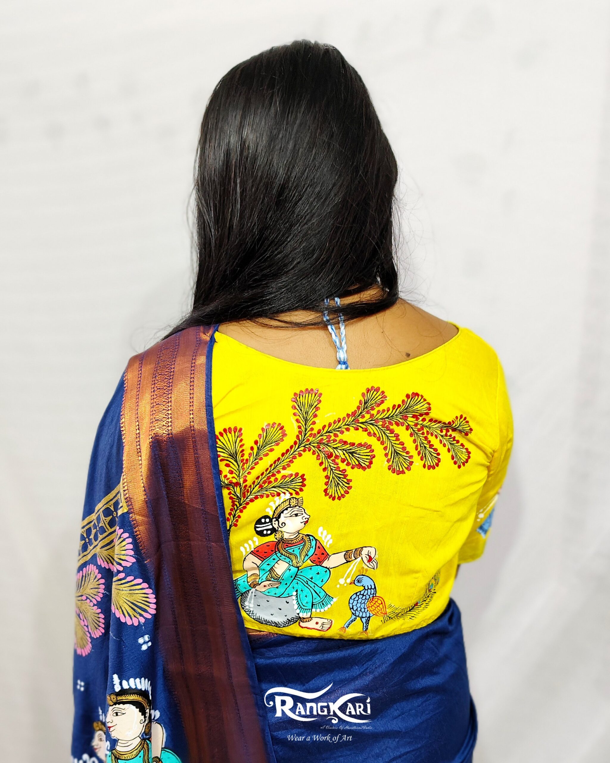 "MAYURA NRITYA" Hand Painted Pattachitra Blouse