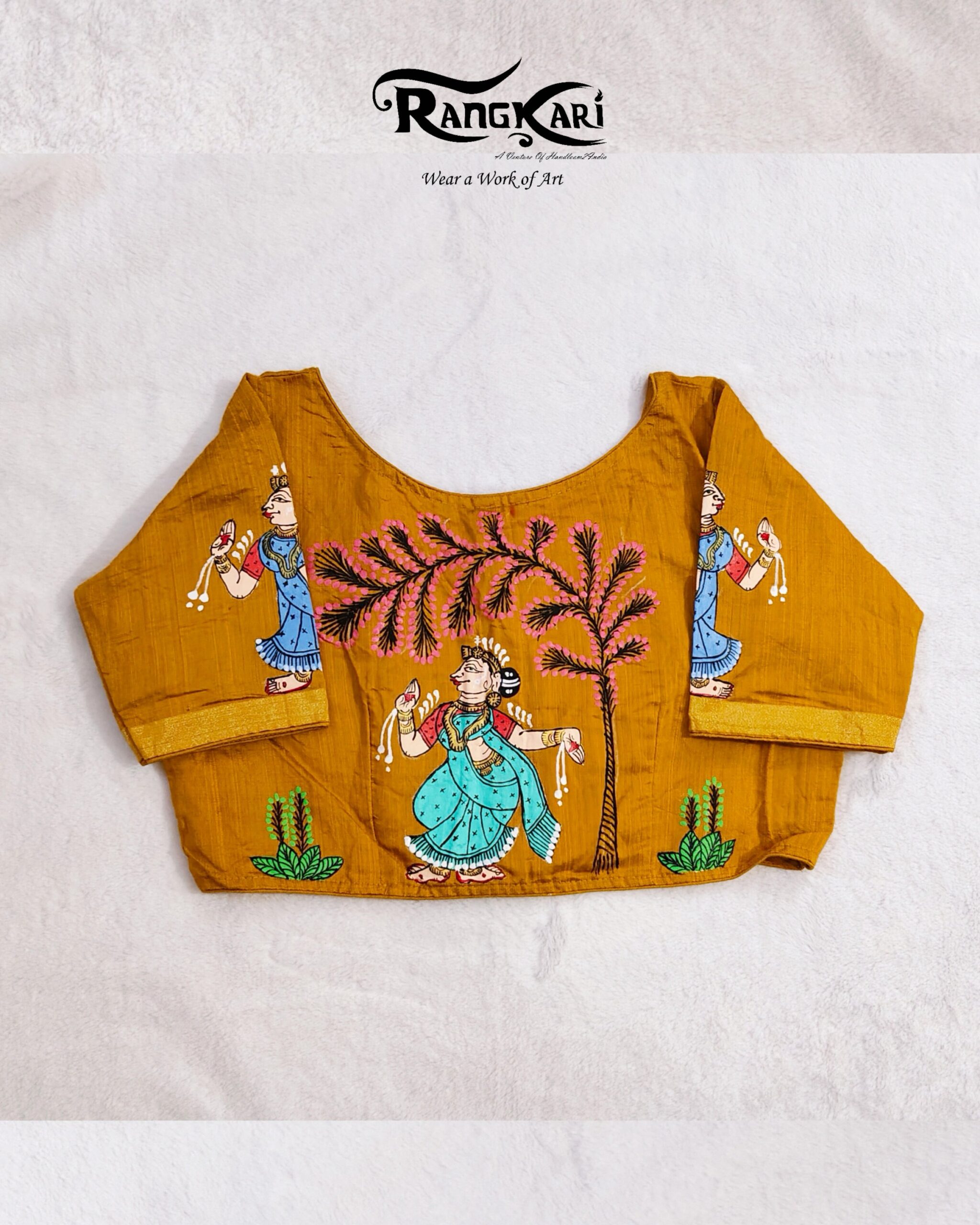 "RADHA VILASINI" Hand Painted Pattachitra Blouse - Image 4