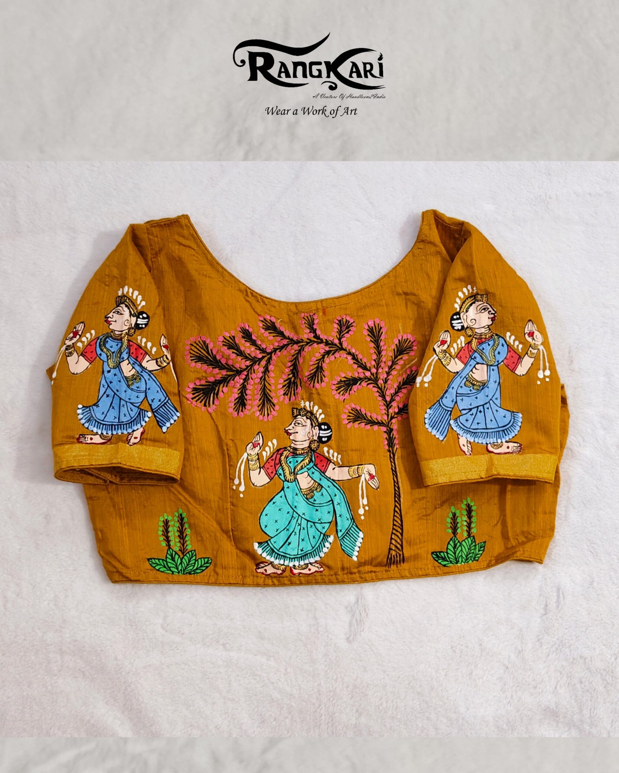 "RADHA VILASINI" Hand Painted Pattachitra Blouse - Image 5