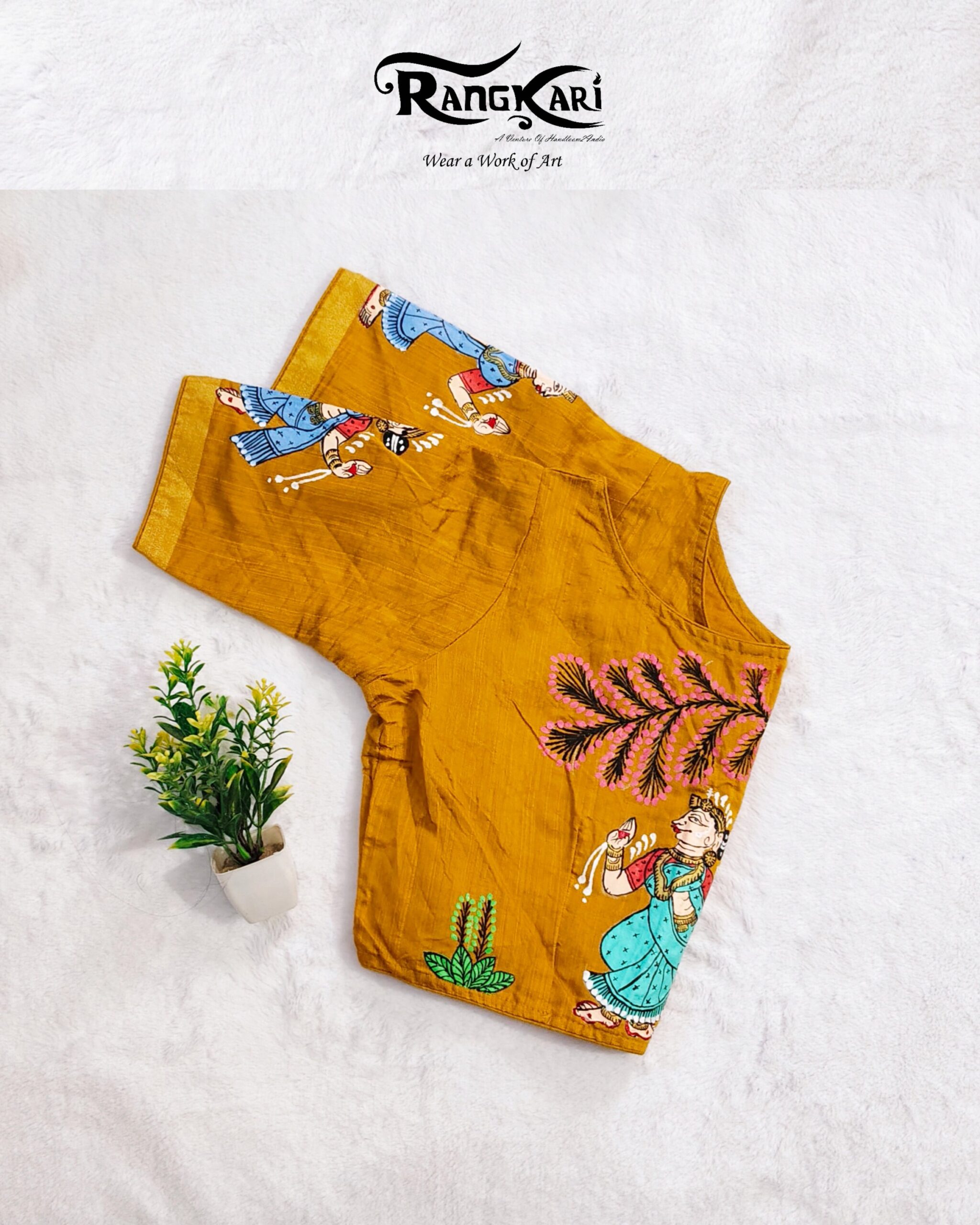 "RADHA VILASINI" Hand Painted Pattachitra Blouse - Image 3