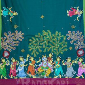 "Nritya Neelam" Hand-Painted Soft Silk Saree With Ikat Pallu