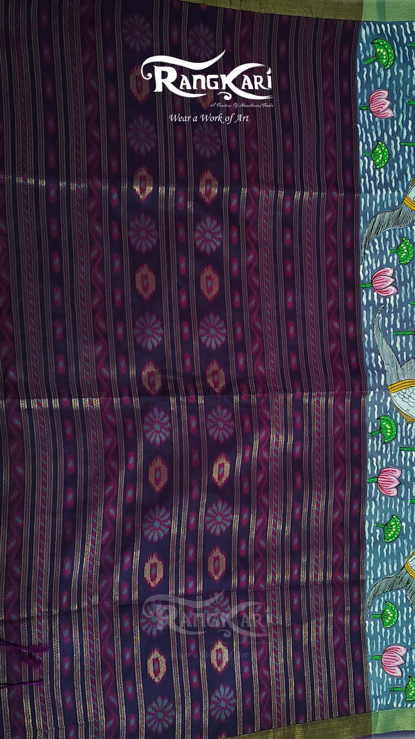 "JAL KANYA" Hand-Painted Soft Silk Saree With Bomkai Pallu - Image 4