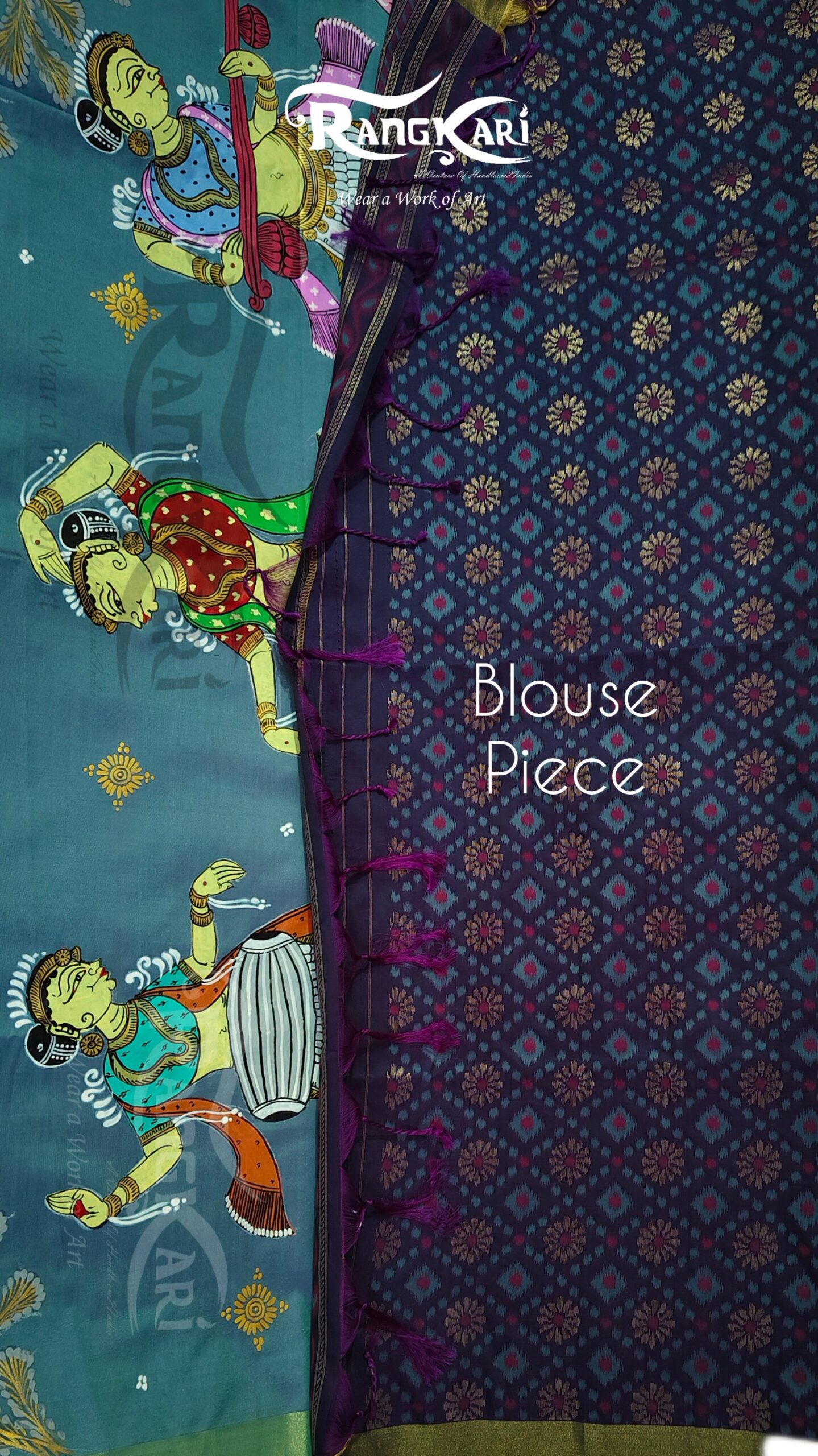 "JAL KANYA" Hand-Painted Soft Silk Saree With Bomkai Pallu - Image 6