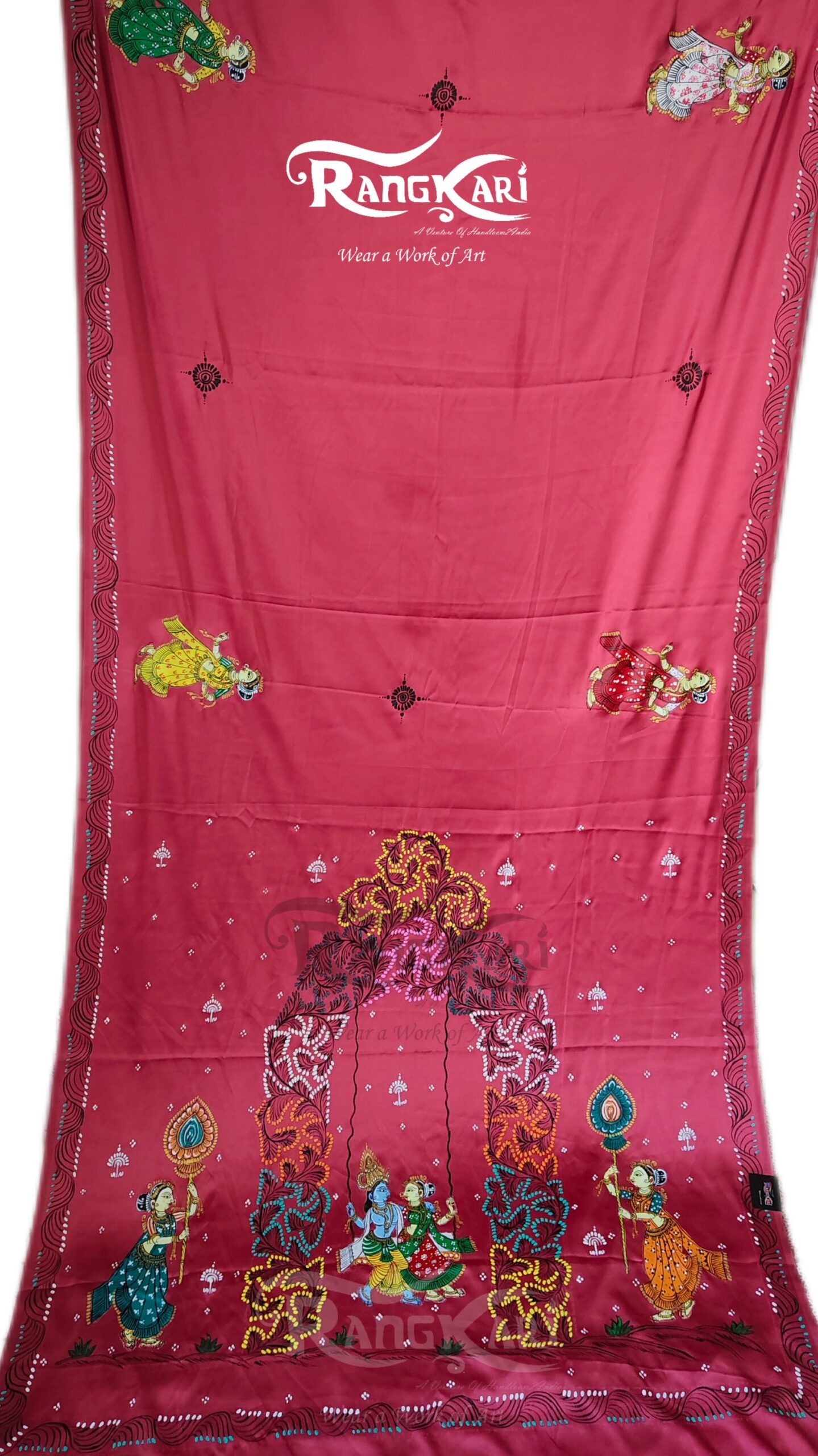 "MADHUR RAAS"Hand-Painted Pattachitra Krishna Leela Saree