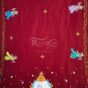 "SANKHA NRITYA" Hand-Painted Pattachitra Soft Silk Saree