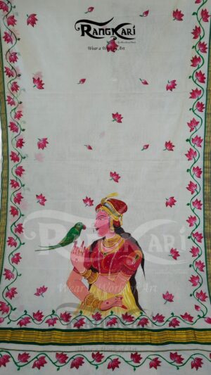 RAJASTHANI NOOR Kerala Kasavu Cotton Saree - Rajasthani Mughal Art