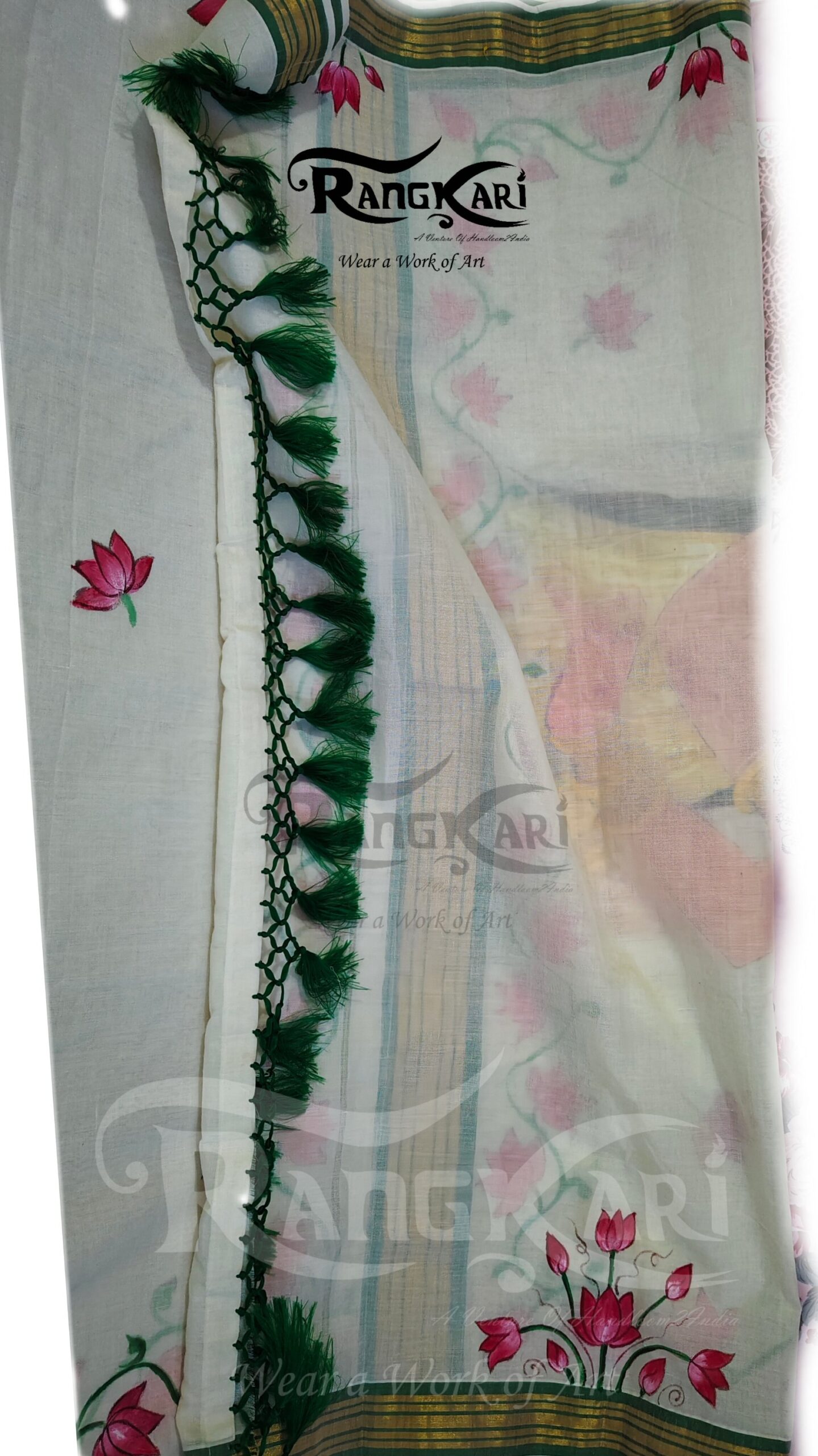 "RAJASTHANI NOOR" Kerala Kasavu Cotton Saree - Image 5