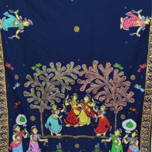 "RAJA DOLI UTSAV" Hand-painted Pattachitra Soft Silk Saree.