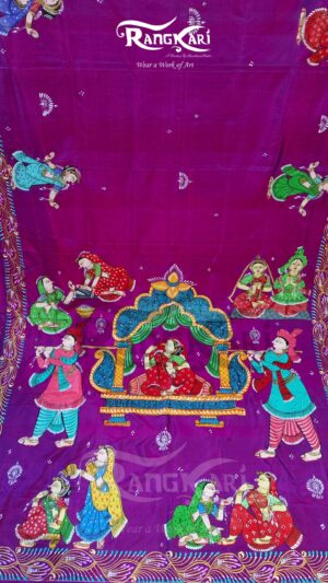 Vivah Ki Kahani Hand-Painted Patachitra Wedding Story Pure Silk Saree